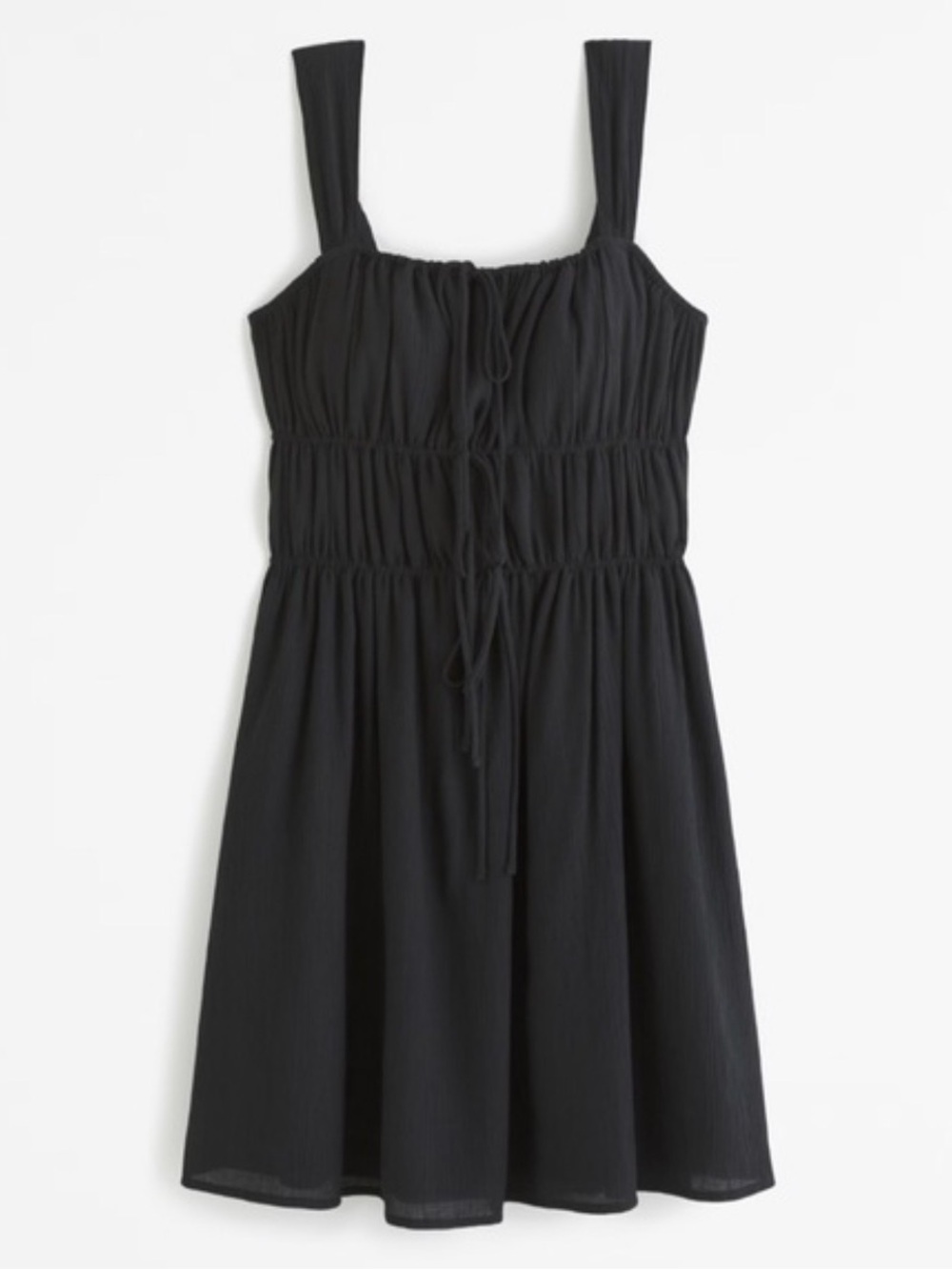 NWT Abercrombie Ruched Tie Mini Dress in Black - size Medium Tall